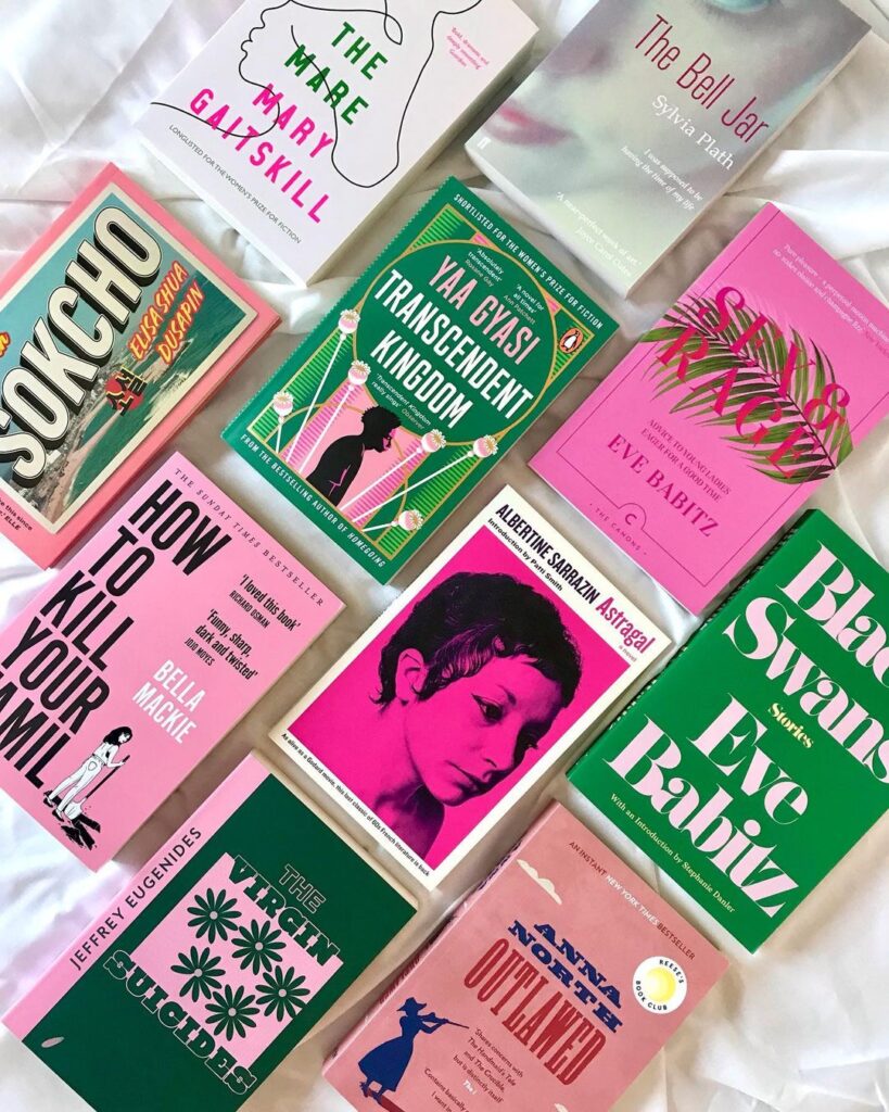 pink and green book aesthetic